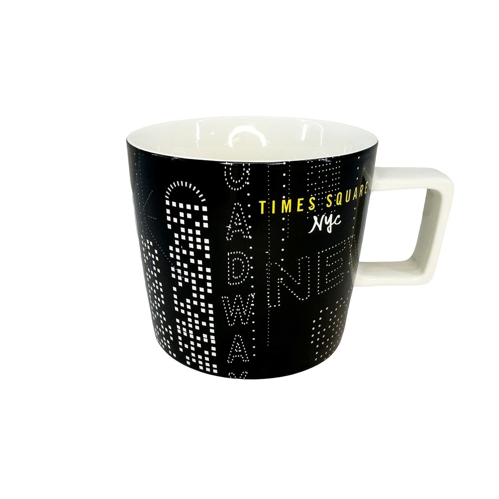 STARBUCKS Times Square NYC Ceramic Coffee Mug NWOT • 14oz • black gold white‎